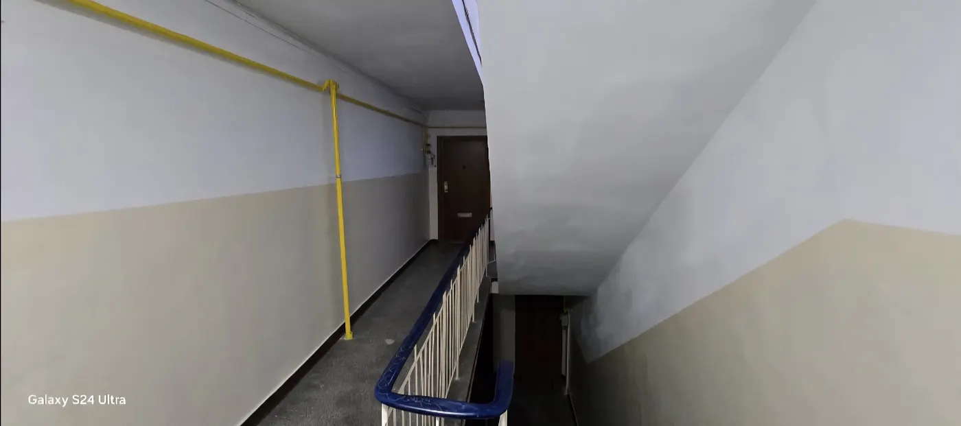 Casa scării cu balustradă albastră